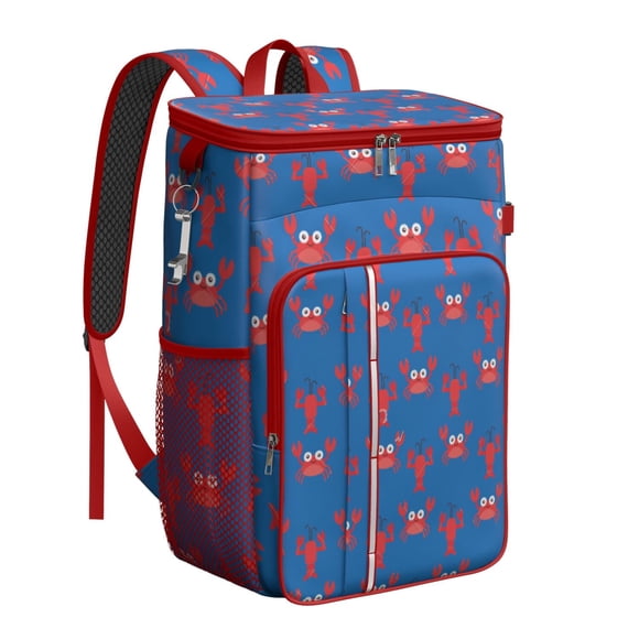 Sac à Dos Glacière à Imprimé Plage et Vie Marine, Sac Glacière Isolé et Étanche, Sac à Dos-Repas Imperméable pour Amateurs de Coquillages, Voyage, Pique-Nique