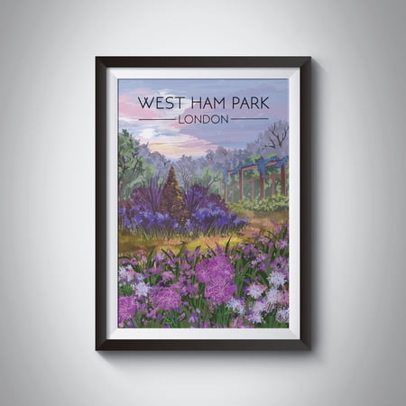 West Ham Park Poster London Travel Poster Flower Garden Pagoda Ornamental Garden East London E7 Forest Gate Upton Park Newham Wall Art Modern Wall Decor 16×24 UNFRAMED