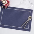 thumbnail image 3 of Fennco Styles Solid Color Laser-Cut Hemstitch Design Table Placemats 13"W x 19"L, Set of 4 - Navy Blue Classic Table Mats for Home Décor, Banquets, Holiday, Family Gathering and Special Occasion, 3 of 3