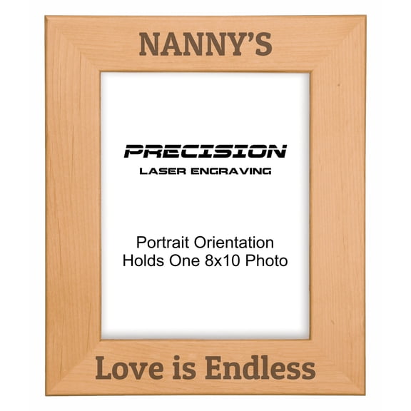 PrecisionNC Grandma Gifts Nanny's Love is Endless Engraved Natural Wood Picture Frame from Grandson Granddaughter 8x10 Portrait