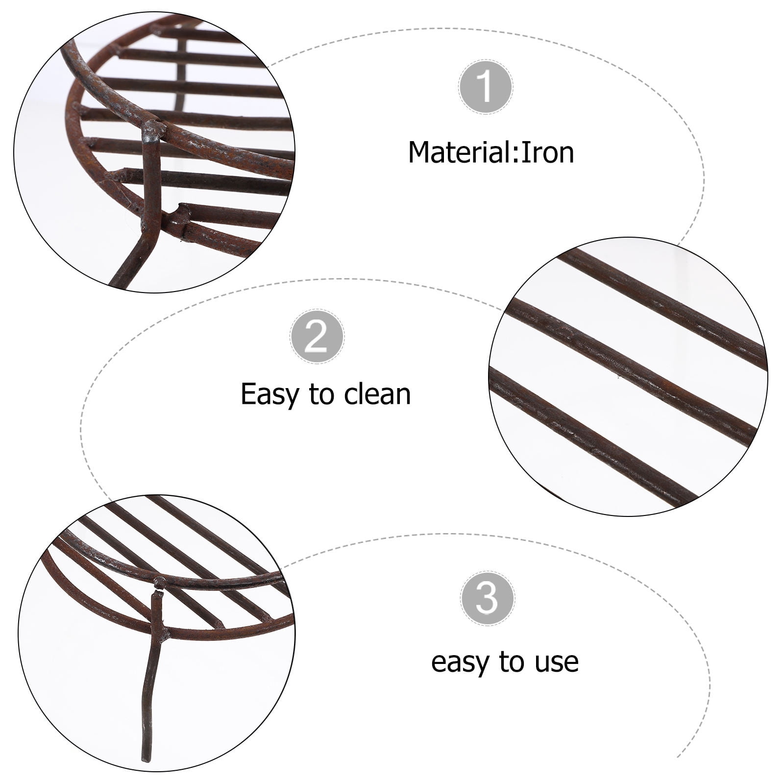 PTOOTP Heavy Duty Iron Pot Stand in Brown, Outdoor Cooking Wok Rack and Stove Support for Camping and Home Use