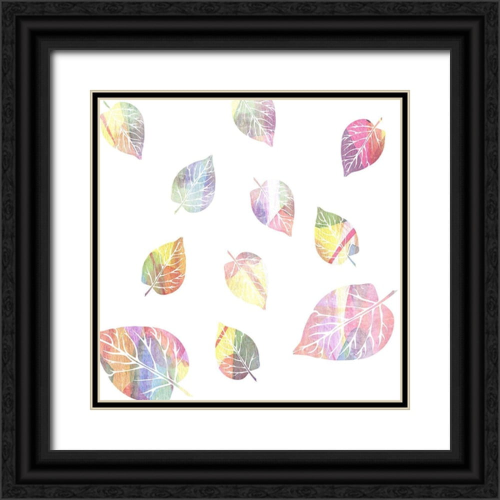 Phillip Jamie 15x15 Black Ornate Wood Framed with Double Matting Museum Art Print Titled - Abstract Leaves