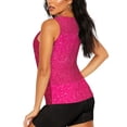 thumbnail image 3 of Fuzoiu Rose Red Glitter Print Women's Workout Tank Top,Athletic Racerback Sports Tank,Tops Sleeveless Running Loose Fit Yoga Tops,Active Shirts for Yoga, Running, and Gym-Medium, 3 of 7