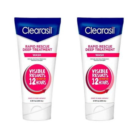 Clearasil Ultra Rapid Action Daily Face Wash 6.78Oz (2 Pack).
