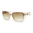 thumbnail image 4 of Womens Mod Inset Lens Oversize Rectangular Cat Eye Retro Plastic Sunglasses Beige - Brown, 4 of 6