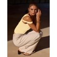thumbnail image 6 of Women's One Shoulder Asymmetric Strapless Tube Fitted Y2k Tank Going Out Outfit Top Light Yellow S, 6 of 9