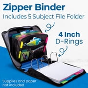 Case It King Sized Zip Tab 4 3-Ring Zipper Binders D-Ring Blue (D-186 BLU) D-186-MBLU
