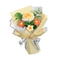 thumbnail image 3 of Ramo de flores de ganchillo con hojas de eucalipto artificiales y flores preservadas. Amarillo, 3 of 9