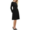 thumbnail image 4 of Women's Pleated Dress A Line Tie Waist Business Casual Long Sleeve Dresses S Black, 4 of 5