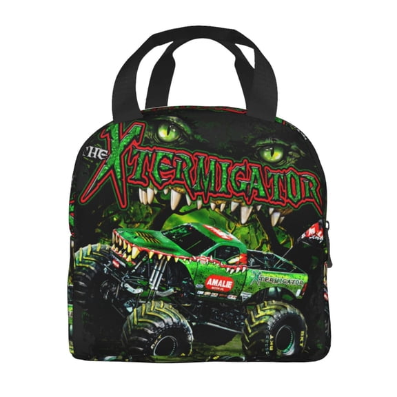 Lunch Bags For School Work Trips, Monster Truck Jam Reusable Insulated Lunch Bag, Leakproof Tote Bag For Picnic, Beach, Leakproof Cooler Bag 8*5*8.5inch