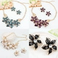 thumbnail image 2 of Fashion Women Rhinestone Flower Statement Pendant Necklace Earrings Jewelry Set, 2 of 8