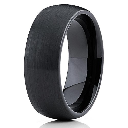 Tungsten Wedding Band Black Tungsten Ring 8mm Brushed Tungsten Band Tungsten Carbide Band
