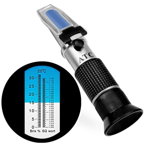 Refractometer Beer Wort Wine Refractometer ATC SG 1.000-1.130 and 0-32% for Refractometer Sugar Wine Beer Fruit ,Operation is Simple