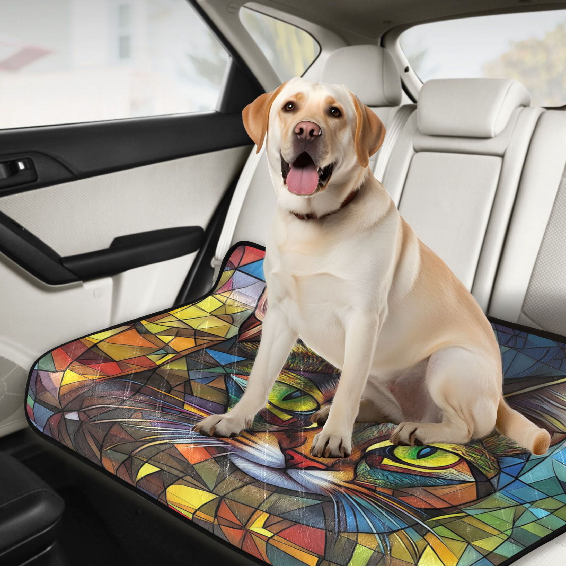 Qxltty Stained Glass Civet Cat Cat litter Pads Pet Set of 3 Diaper Mats Center Anti-leakage Layer Absorbent Soft and Comfortable