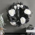 thumbnail image 2 of 40cm Halloween Wreath Simulation Rose Skull Wreath Hanging Decoration for Party, 2 of 3