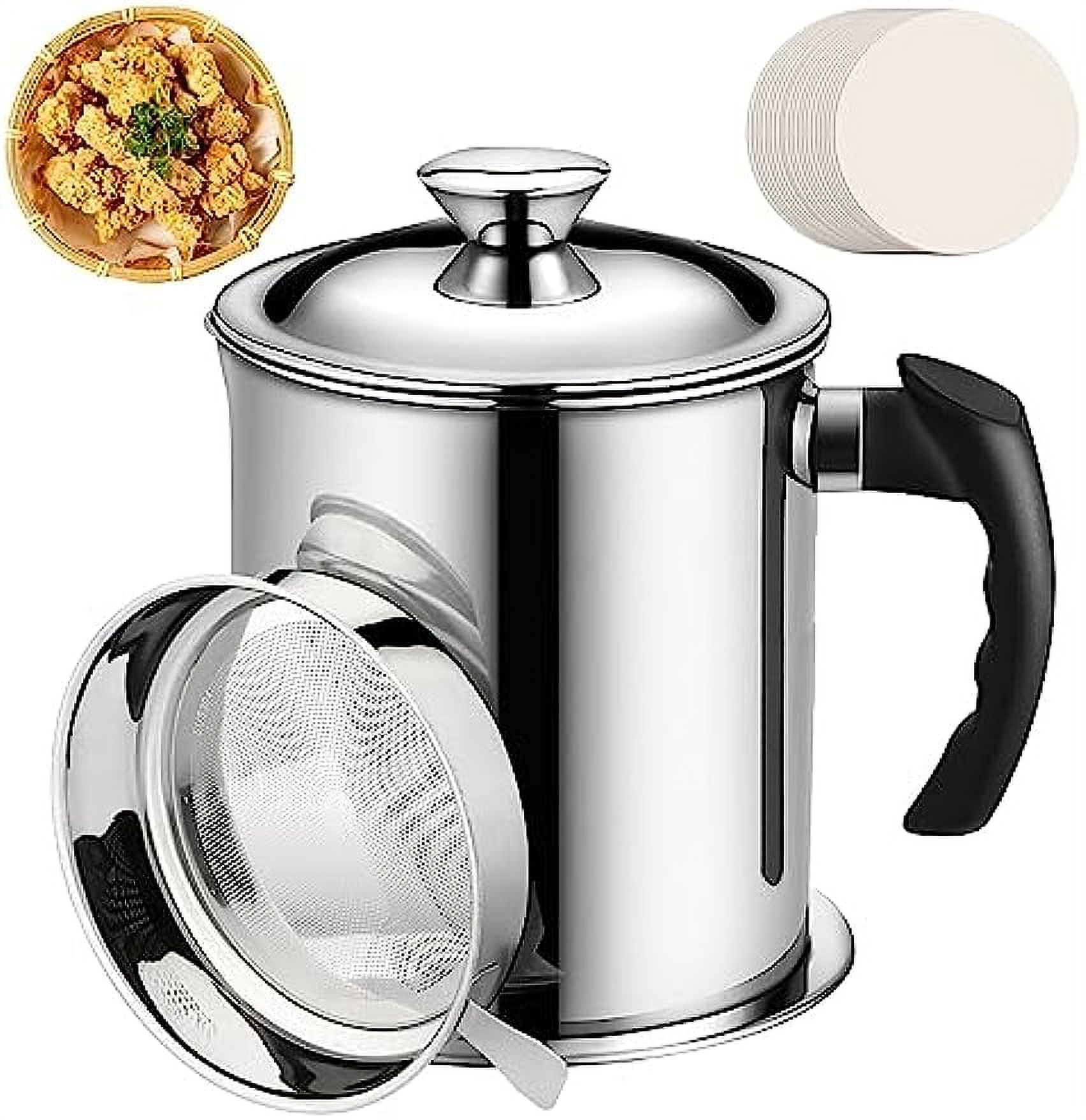 2.1L 304 Stainless Steel Grease Separator Jug Storage Container with