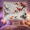 thumbnail image 2 of Red Koi Fish in Misty Mountains with Cherry Blossoms, Serene Japanese Inspired for Zen Art Lovers, Peaceful Nature Wall Decor, Housewarming Gift Tapestry Wall Hanging for Bedroom and Living Room, 2 of 7