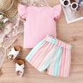 thumbnail image 5 of PatPat Toddler Girls Outfits Baby Girl Clothes Sets 2pcs Sweet Girly Flutter Sleeve Top and Shorts Set, Pink, 2T, 5 of 10