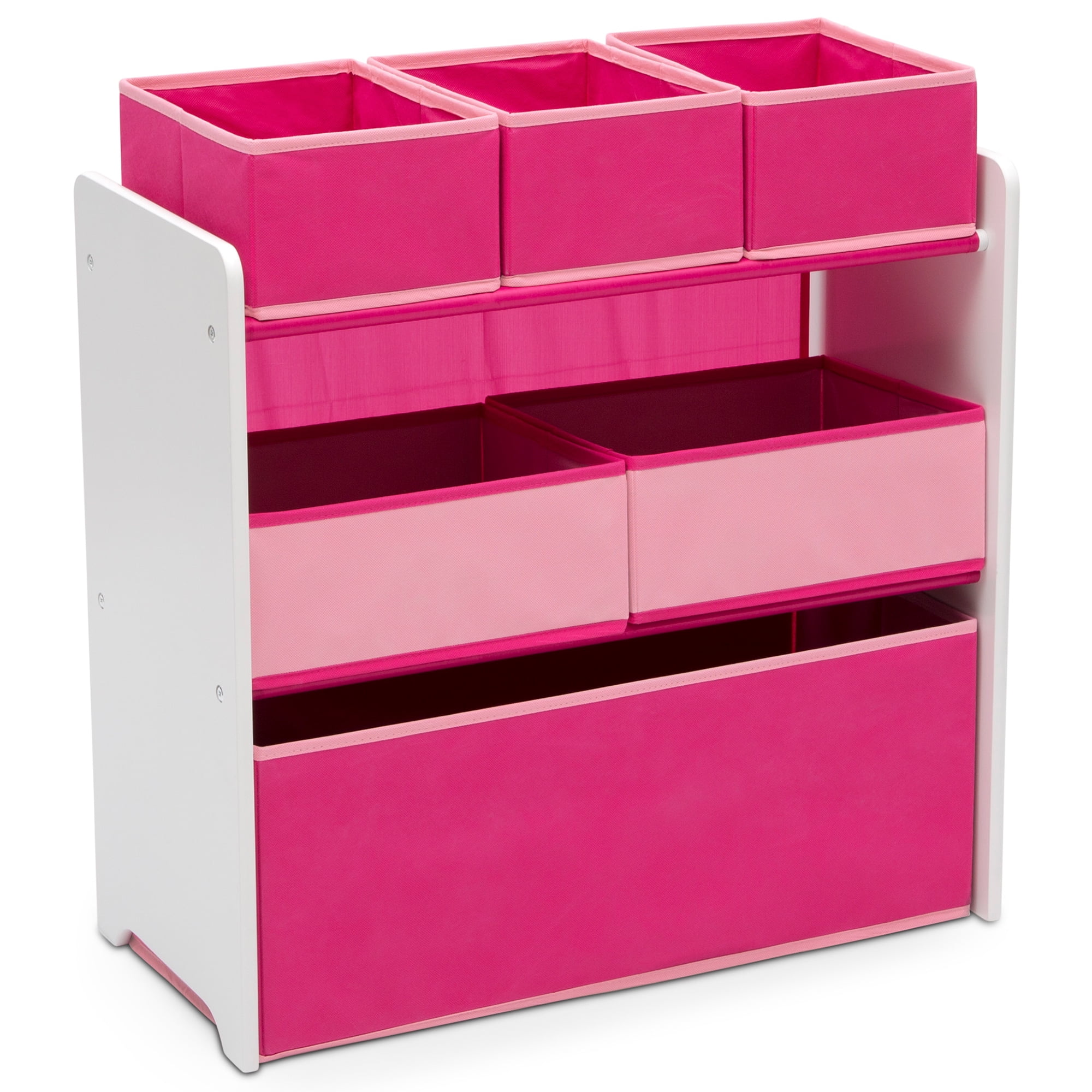 Delta Children 6 Bin Design and Store Toy Organizer, White/Pink