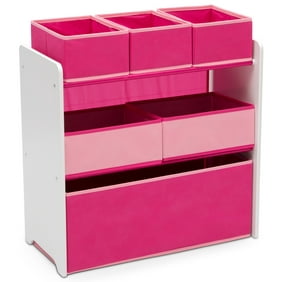 Delta Children 6 Bin Design and Store Toy Organizer, White/Pink