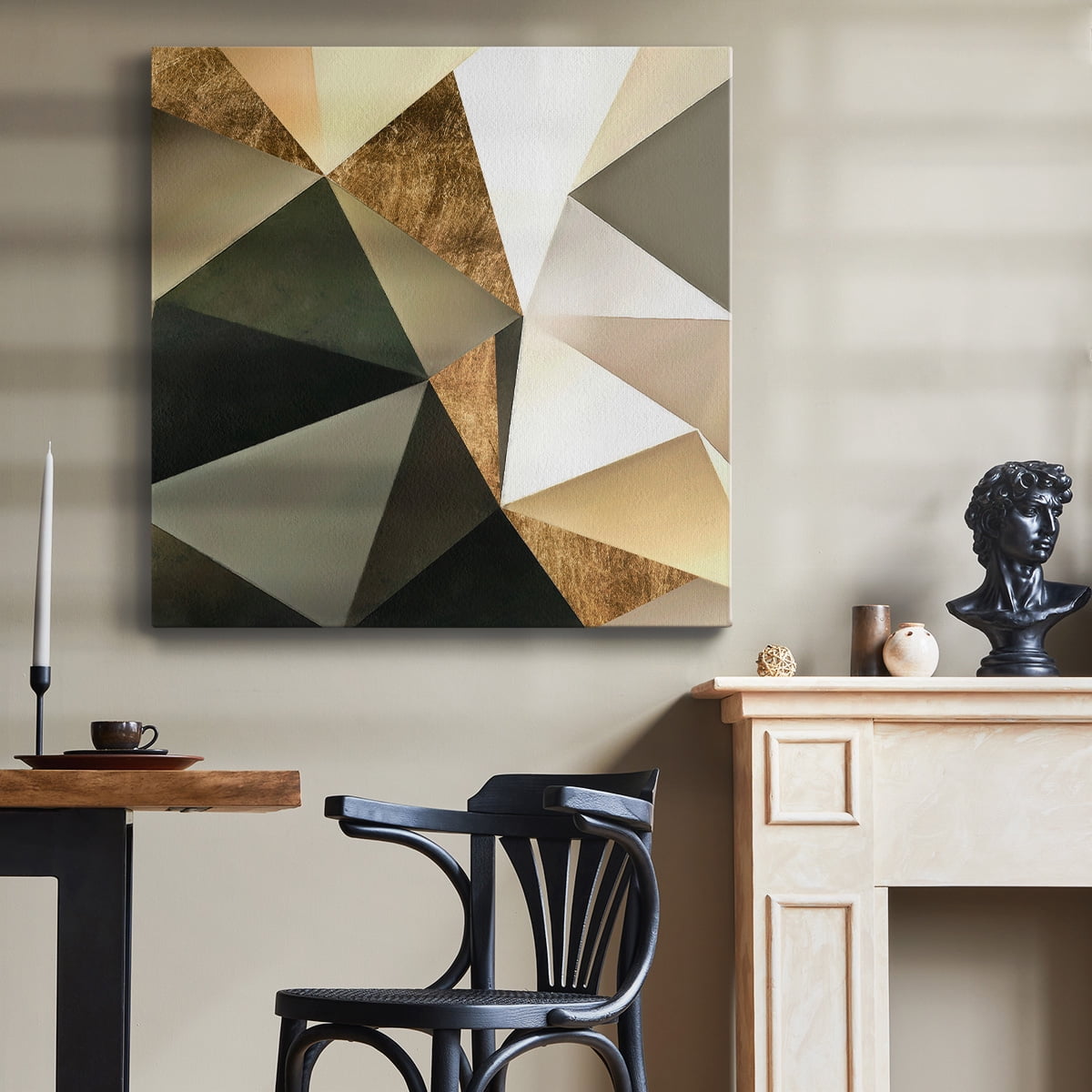 Wexford Home Gold Polygon Wall I-Premium Gallery Wrapped Canvas, 40" x 40" - Ready to Hang