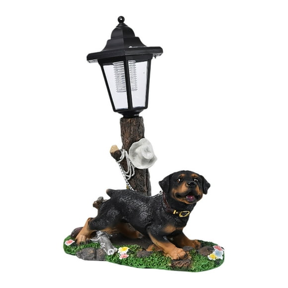 Statue de Chien en Résine Éclairage Solaire Décoration Adaptée pour et Lit de Fleurs Art de Jardin Sculpture Décoration Animale Lumières de Jardin Solaires Statues de Jardin Succulentes Culture de Légumes Grand Jardin Knickerbocker