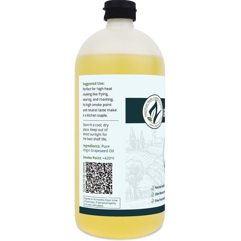 Zatural Grapeseed Oil - Cold-Pressed, Virgin, Undiluted, 100% Pure