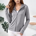 thumbnail image 2 of Vinsonshop Women's Sun Protection Jacket Hoodie Clothing Lightweight Long Sleeve Sun Cover Up Shirt Light Gray 3XL, 2 of 7