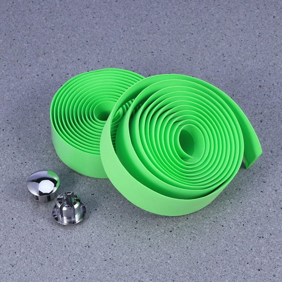 GOOHOCHY Cushioned Handlebar Tape with AntiSlip Pattern for Bicycle in Green Rubber Foam ThinWalled Design 1 Pair