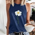 thumbnail image 4 of WREESH Women's Summer Tank Tops Sleeveless Crew Neck Floral Graphic Print Tees Navy, 4 of 5