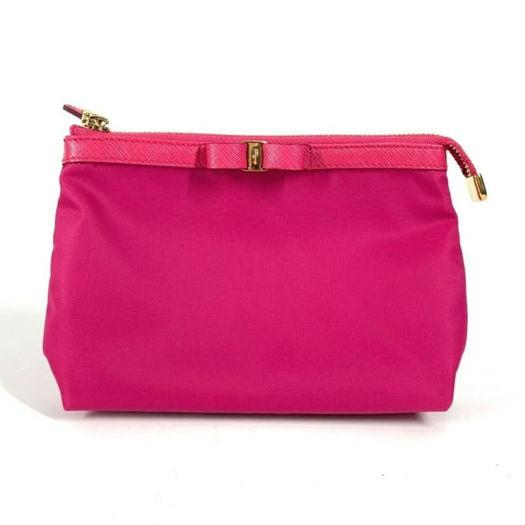 Pre-Owned Salvatore Ferragamo Ribbon Logo Vara Makeup Pouch Multi-Pouch Cosmetic...