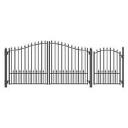 Aleko SET12X4MUND-UNB 12 ft. Munich Style Steel Swing Dual Driveway with Pedestrian Gate, Black