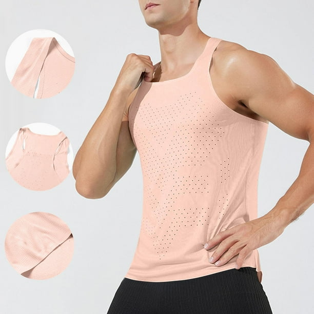 Camiseta sin mangas con cuello en V para hombre, color liso, informal, de verano, para fitness, sin mangas, para hacer ejercicio, correr, entrenar, chaleco transpirable de poliéster para hombre.