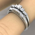 thumbnail image 3 of 0.40 Carat (ctw) 10k White Gold Round & Baguette Cut Diamond Ladies Bridal Ring Engagement Set, 3 of 4