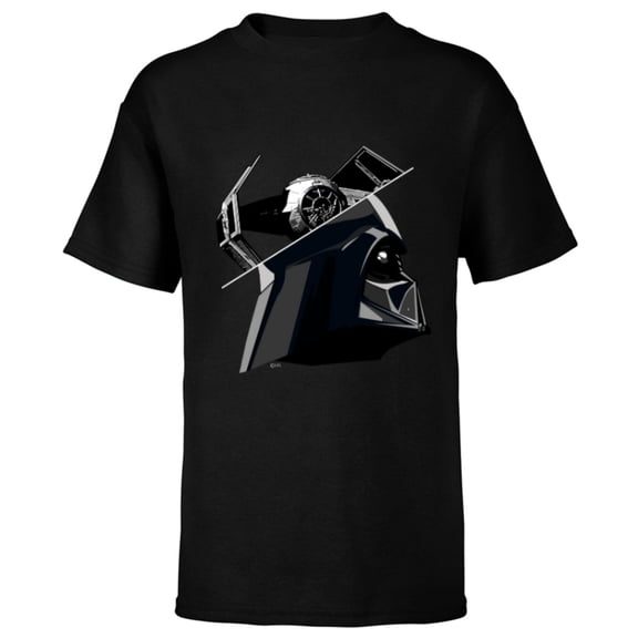 Star Wars Darth Vader and TIE Advanced Starfighter - Short Sleeve T-Shirt for Kids - Customized-Black
