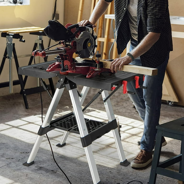 Portable Workbench Folding Work Table Sawhorse with Adjustable