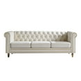 thumbnail image 2 of 3 Seater Chesterfield Button Tufted Velvet Sofa, Wide Upholstered Couch with Rolled Arms Removable Cushions Metal Legs for Living Room Office Apartment, 2 of 11