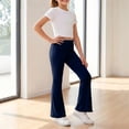 thumbnail image 5 of Resicozy Girls Ruffle Flare Leggings, High Waist Bell Bottom Pants for Kids, Dance Gymnastics Casual Leggings 3-15 Years Navy 130, 5 of 5