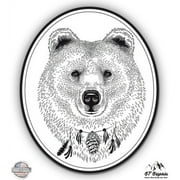 Bear Portrait Style - 3" Vinyl Sticker - For Car Laptop I-Pad Phone Helmet Hard Hat - Waterproof Decal