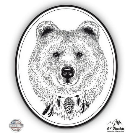 Bear Portrait Style - 3" Vinyl Sticker - For Car Laptop I-Pad Phone Helmet Hard Hat - Waterproof Decal