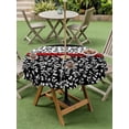 thumbnail image 5 of Outdoor Tablecloth with Umbrella Hole Zipper Black Red Round Tablecloth 60" Waterproof Outside Table Cloth Garden Floral Stripe Aesthetic Flower Boho Patio Table Cover Tablecloths for Picnic Party, 5 of 8