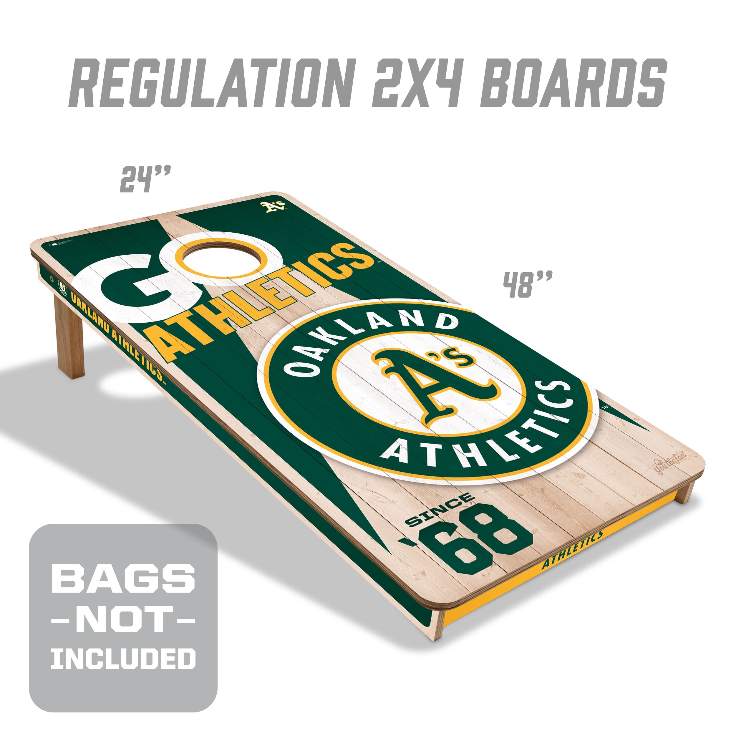 YouTheFan MLB Oakland Athletics 2' x 4' Cornhole Game No Bags