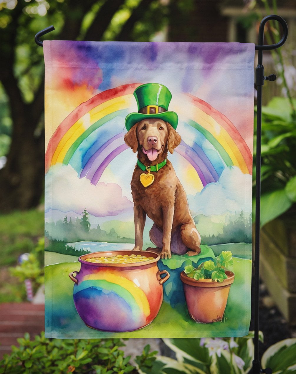 Chesapeake Bay Retriever St Patrick's Day Garden Flag 11.25 in x 15.5 in