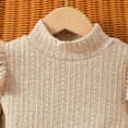 thumbnail image 4 of Toddler Girls Three Piece Fall Set Long Sleeved Ruffled Turtleneck Striped Top + Plaid Skirt With Belt + Plaid Hat, 4 of 8