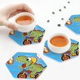 thumbnail image 7 of Pofeuu Dinosaur Riding a Motorcycle Print Leather Coasters Set of 6, Round Cups Mugs Mat Pad for Home Kitchen Heat Resistant Drink Coasters,Hexagon, 7 of 7