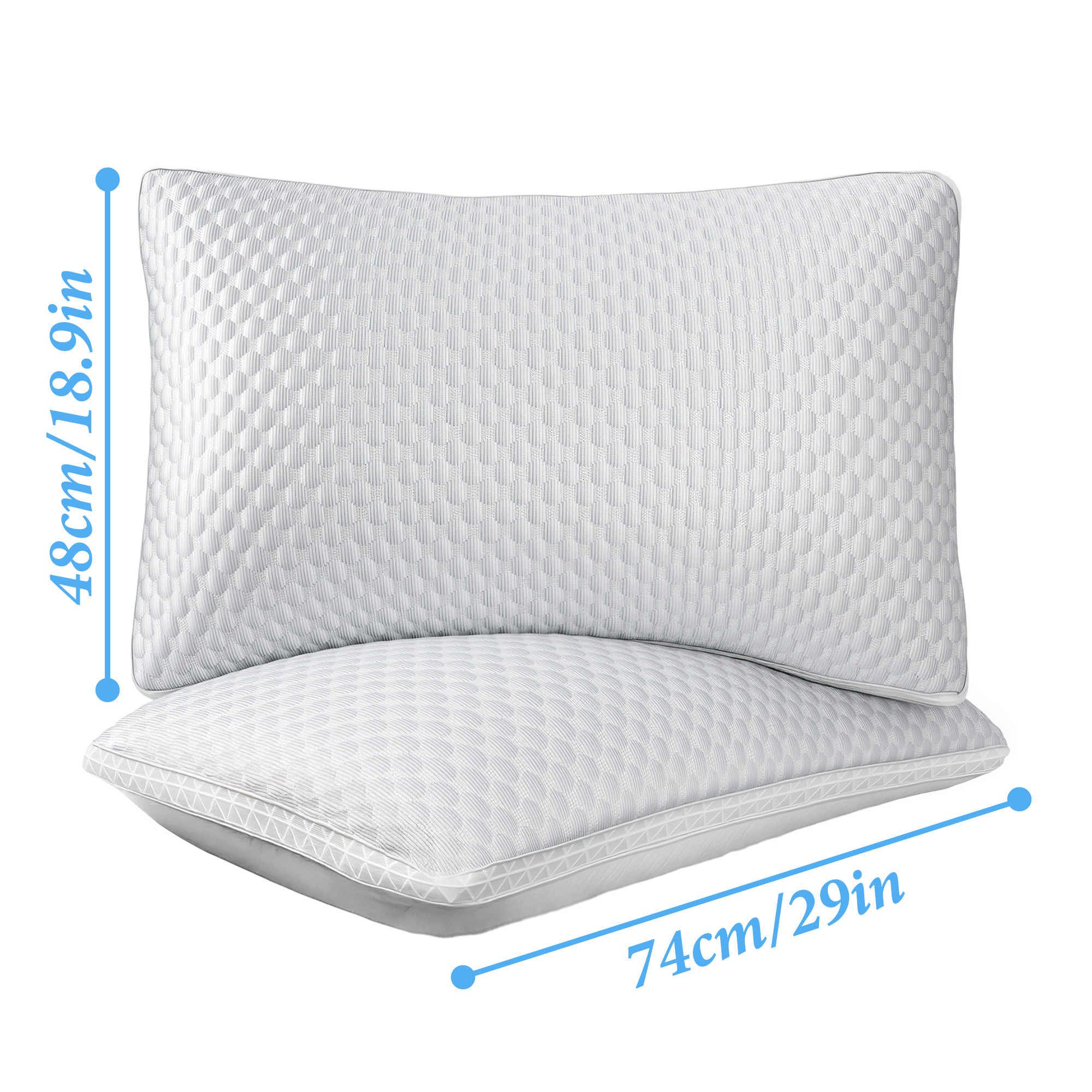 Set of 2 Pillows - 900g Breathable Filling, Adjustable Zipper & Machine Washable