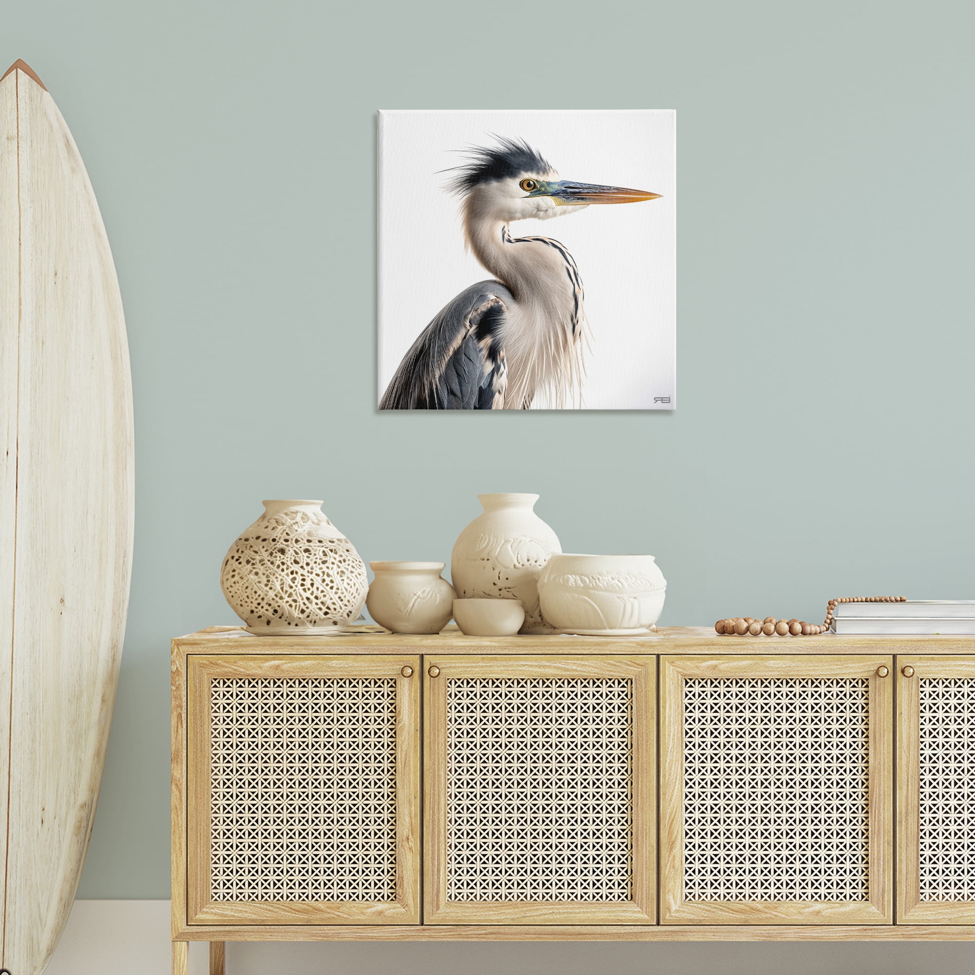 Stupell Industries Stoic Heron Looking Right Animals & Insects Painting Gallery Wrapped Canvas Art Print Wall Art, 30 x 30