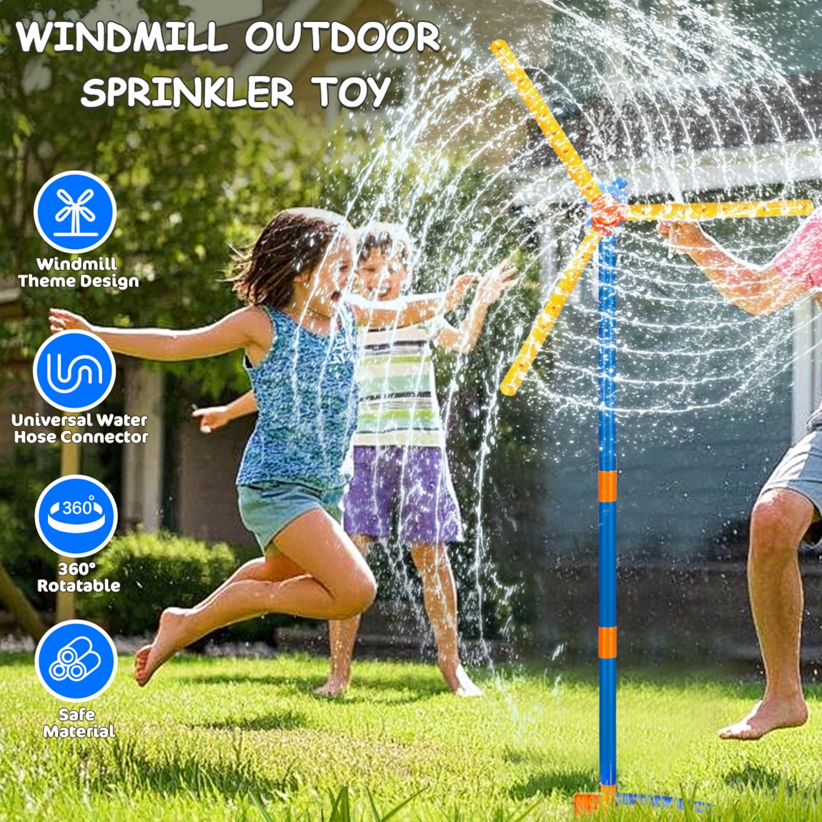 PMHZI 63-inch Kids Water Sprinkler Toy with 36 Nozzles, 360° Rotating Outdoor Spray, Upgraded Lawn Sprinkler for Toddlers Backyard Play