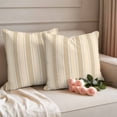 thumbnail image 2 of Brown Stripe Outdoor Waterproof Pillow Covers, Modern Farmhouse Texture Geometric Decorative Square Throw Pillowcase Sofa Cushion Sham for Patio/Couch/Chair, 18"x18" 2 Pack, 2 of 8