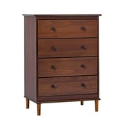 Bowery Hill Modern 40H Solid Wood Bedroom Dresser with 4-Drawers in Walnut